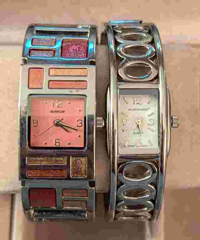 WORKING Avenue Geometric Watch PINK Cuff Band Nice Silver Tone