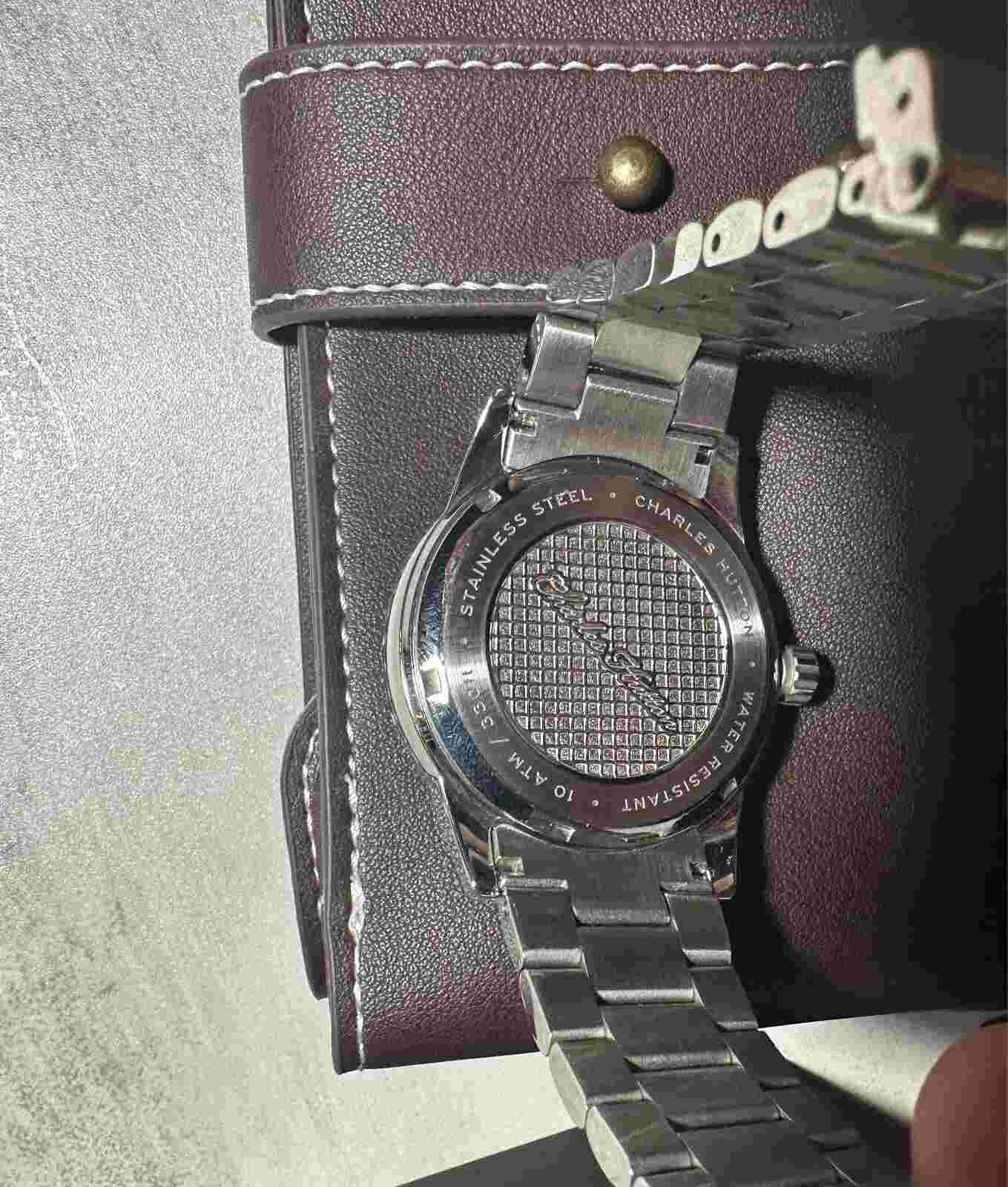 Charles Hutton Crewe Oxblood Red Rose Gold Accents VH63 Multifunction Quartz SS