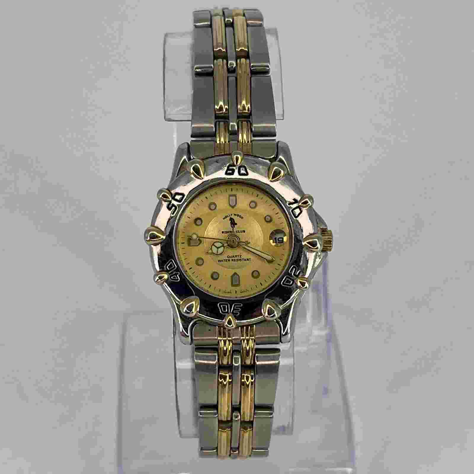 Hollywood Riding Club Womens Watch Gold Tone Dial Silver & Gold Tone NEW BATTERY