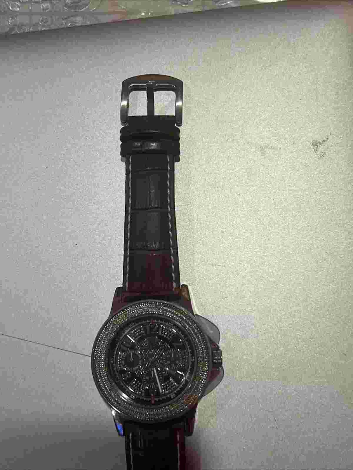 Pre-Owned Super Techno SilverCase Brown Band Diamond Men’s Watch (M-6134)