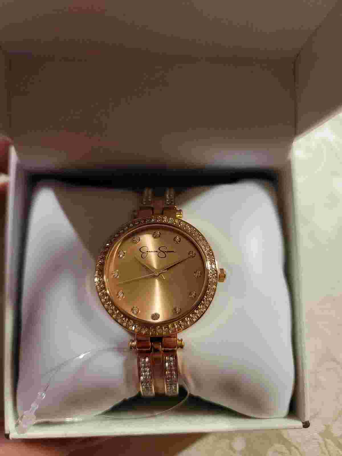 Jessica Simpson Rose Gold Color Rhinestone Bling Womens Watch Metal JSB0036RG