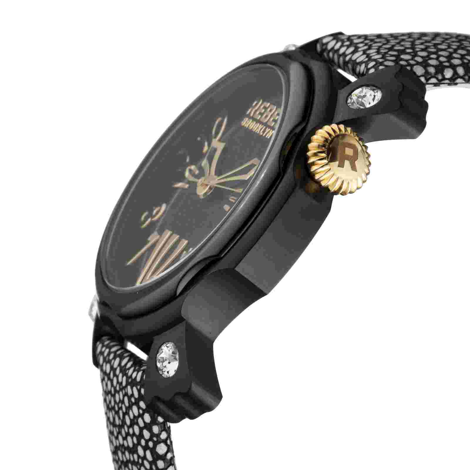 Rebel Women's RB104-6071 Coney Island Graphite Leather Wristwatch