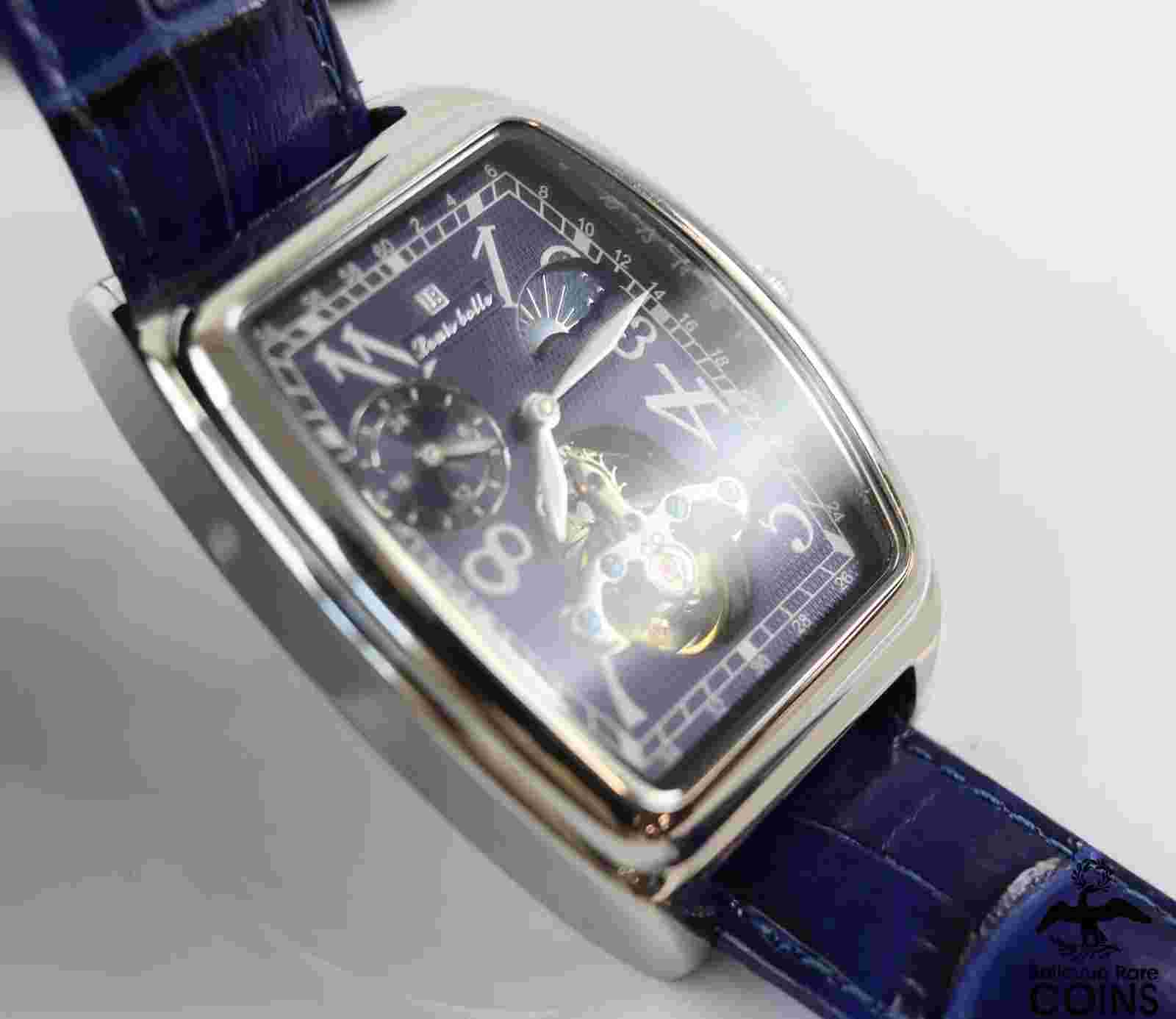 Louis Bolle Automatic Steel Case Blue Dial & Leather Band Men's Watch A-503-180
