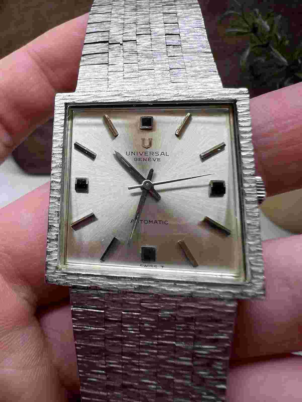 Universal Geneve Integrated Bracelet Watch Automatic Mens Stainless Steel Square