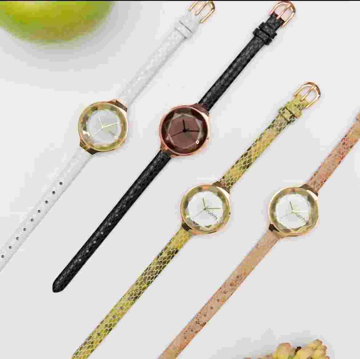 NWT RumbaTime Women's Orchard Gem Exotic Ivory Snakeskin Leather Watch