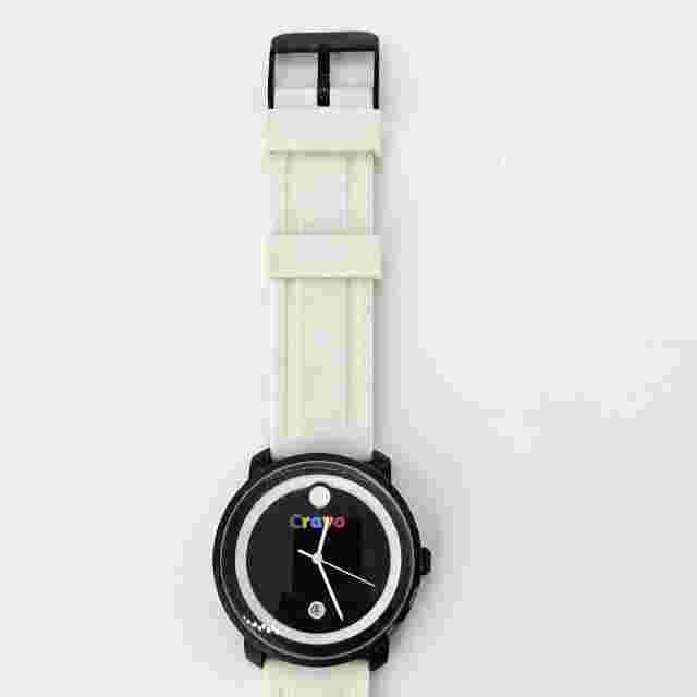 Crayo Watch Unisex 40MM Black White Dial Date White Plastic Bands New Battery