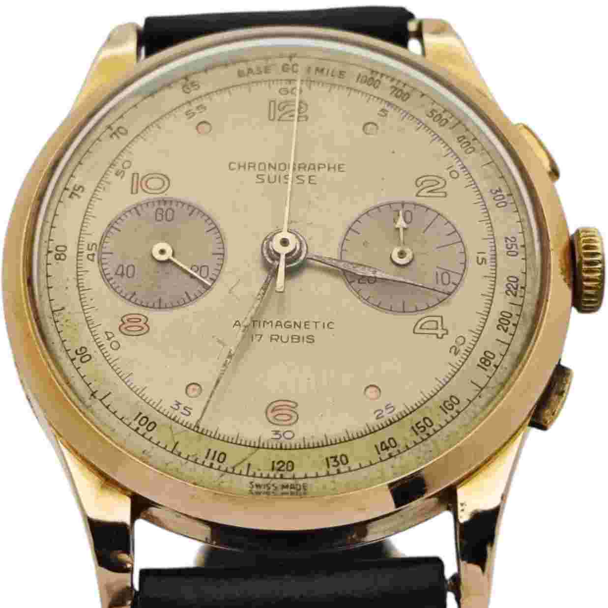 VINTAGE – CHRONOGRAPHE SUISSE – Ø 37MM – SWISS MADE – 1950s – GOLD - MEN'S WATCH