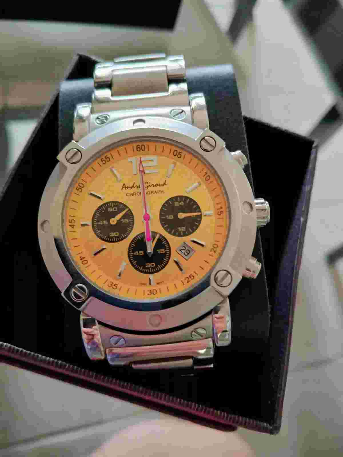 Quartz Andre' Giroud Men's Chronograph watch Japan movement.  Tested & Functions