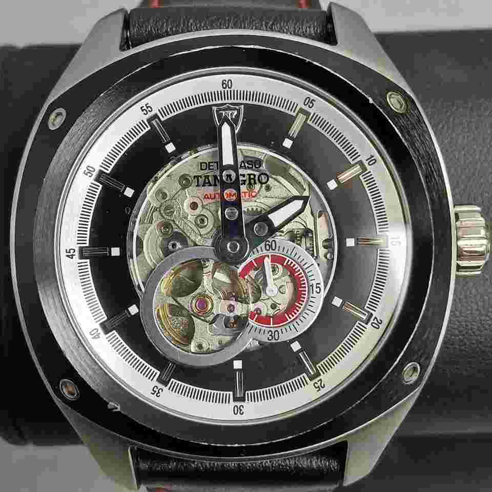 Detomaso Tanagro DT2042 Automatic Wrist Watch Skeleton Dial Black Boxed -CP