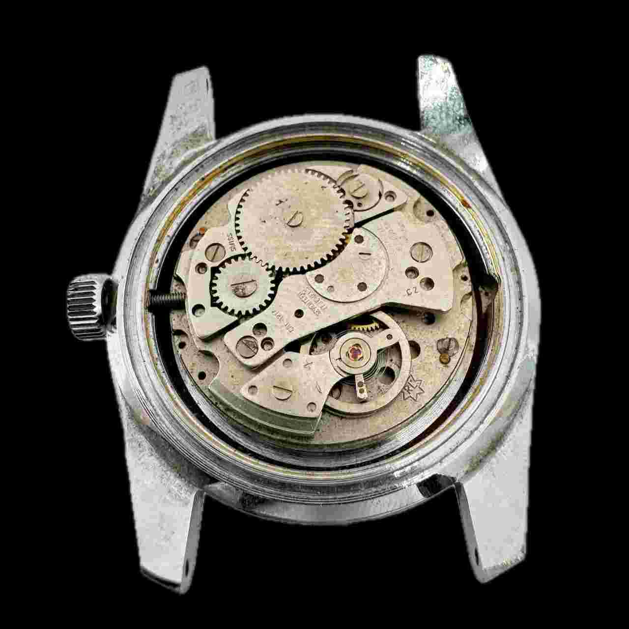 Vintage 37mm Newport Orange World Time Men's Mechanical Wristwatch 1217 No Back