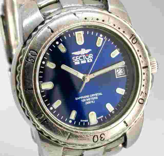 Sector 550 Sapphire Crystal 100M Swiss Quartz Mens Wrist Watch