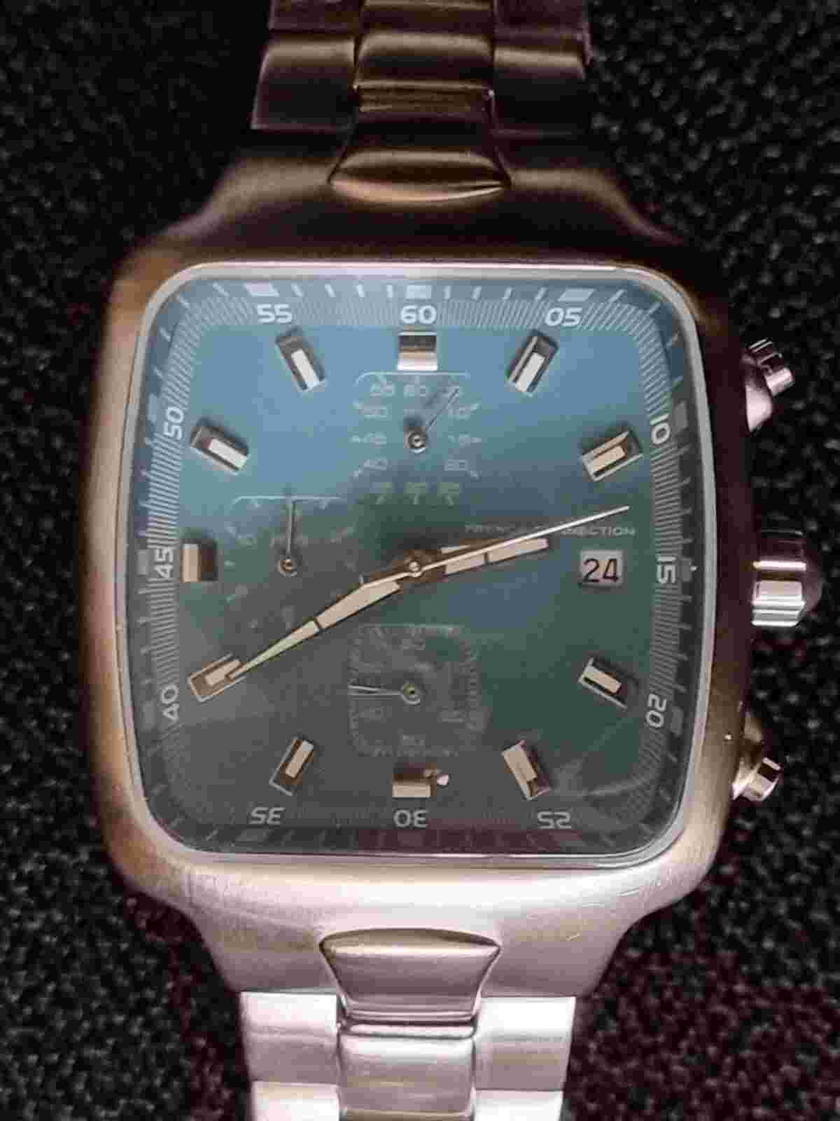 FRENCH CONNECTION FCUK TIME CHRONOGRAPH WATCH SAMPLE RARE BLUE WHITE CHROME DIAL