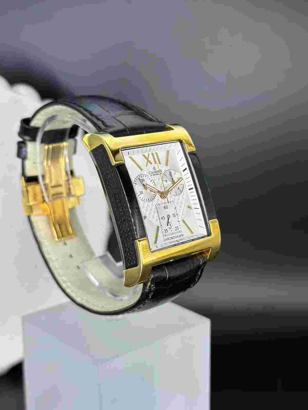 Charmex Of Switzerland Men’s Watch, Chronograph, Sapphire Crystal, Leather Strap