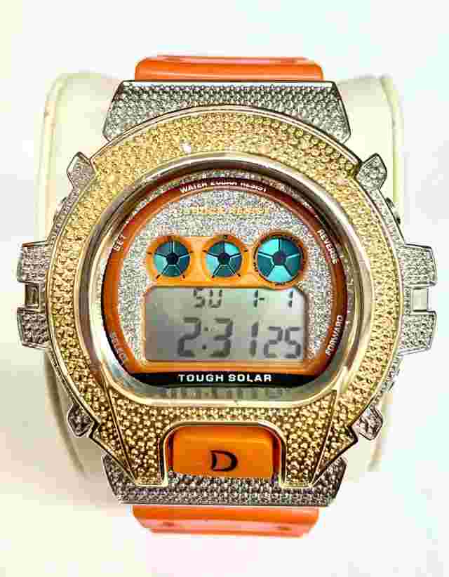 King Master Unisex Silver-Gold Case Orange Rubber Strap Watch