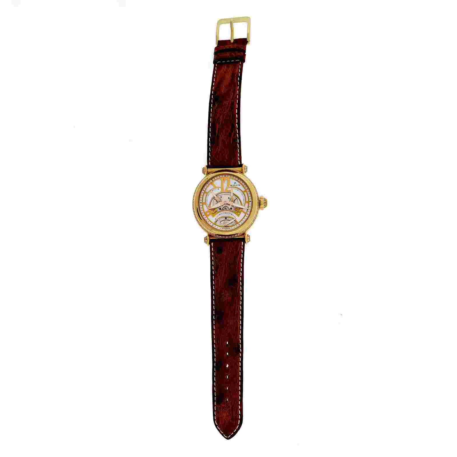 Milus Merea 18k Pink Gold Retro Grade Automatic Diamond Strap Watch