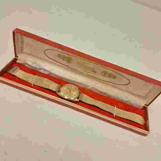 Vintge Woldman Electra Men's Wrist Watch Watch Gold Tone Jeweled Wind-up Works