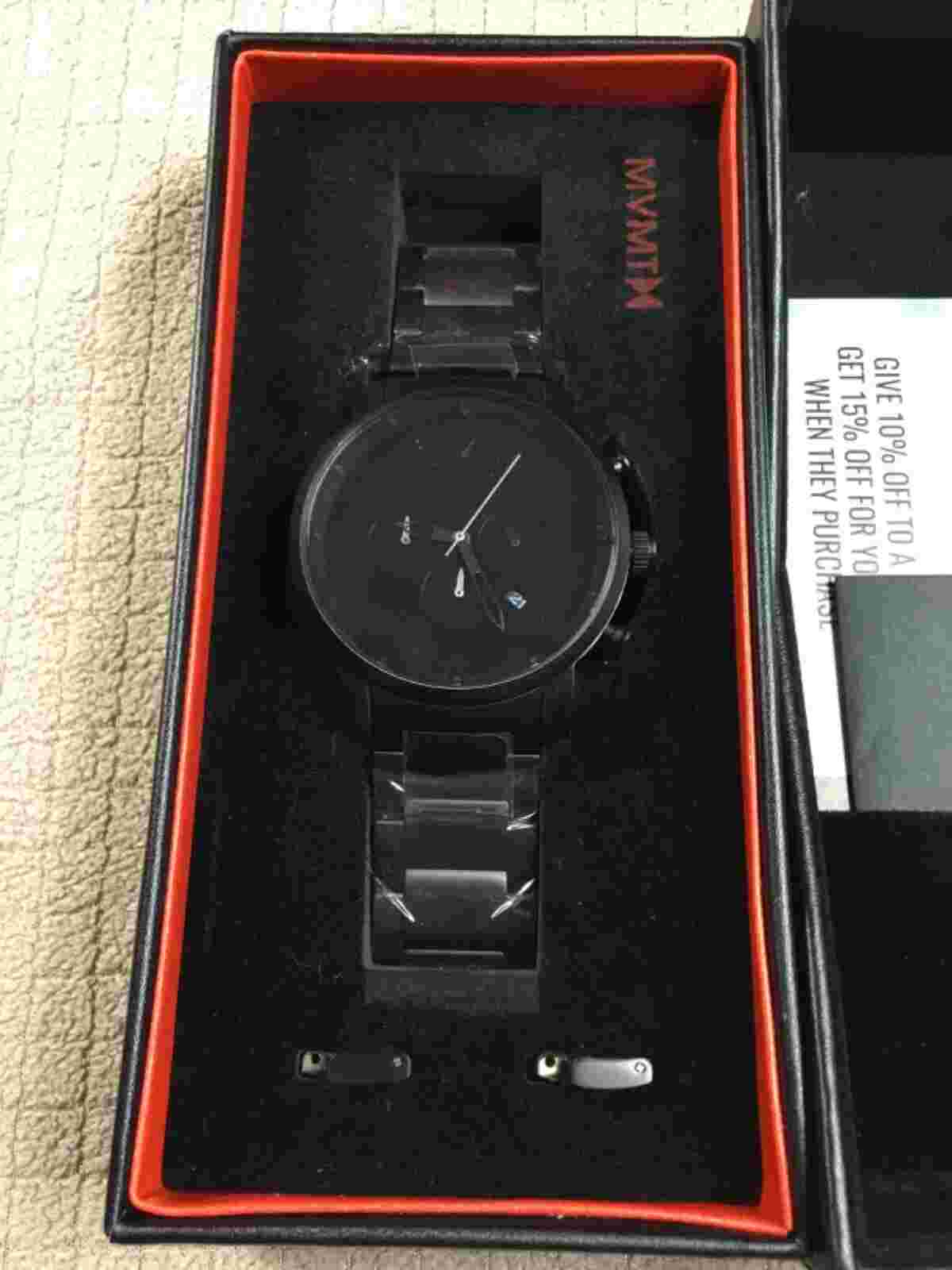 MVMT Mens Chronograph Black On Black Dress Watch - NEW IN BOX