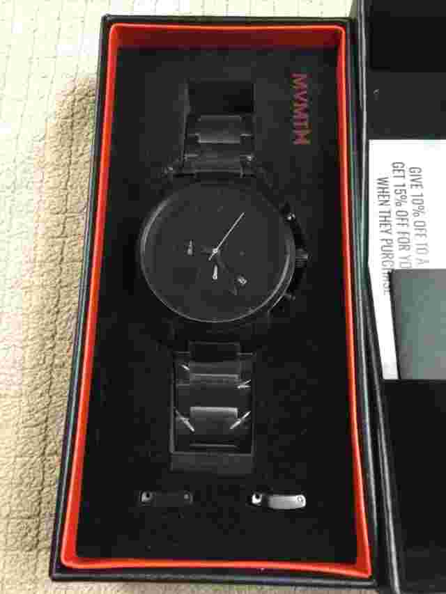 MVMT Mens Chronograph Black On Black Dress Watch - NEW IN BOX
