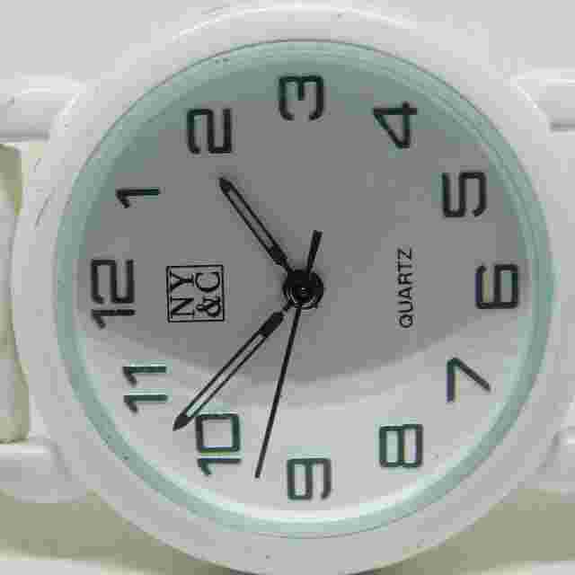 NY&C White Tone Quartz Analog Ladies Watch Sz. 6 1/4"