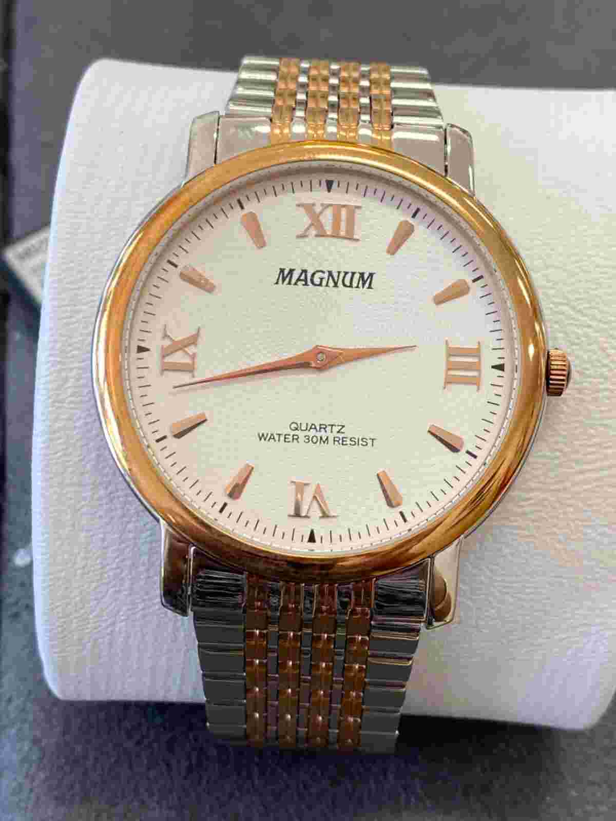 NEW Magnum Two tone Stainless Steel Quartz Analog Watch CASE SIZE  42.00 MM