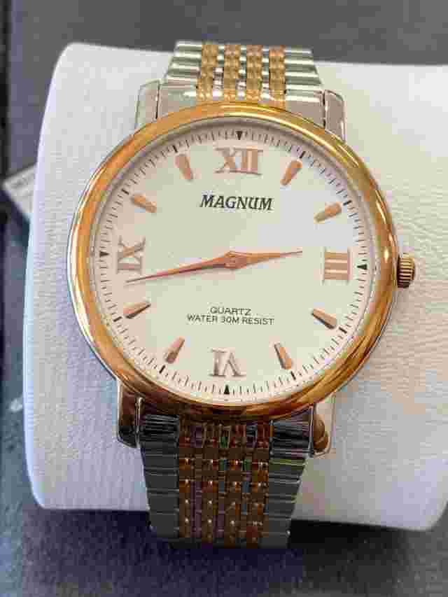NEW Magnum Two tone Stainless Steel Quartz Analog Watch CASE SIZE  42.00 MM