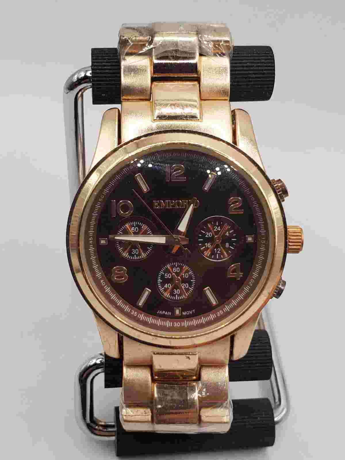 Emporio Moda Italia Men's Fashion Quartz Watch 38mm Round Gold Tone Metal Band