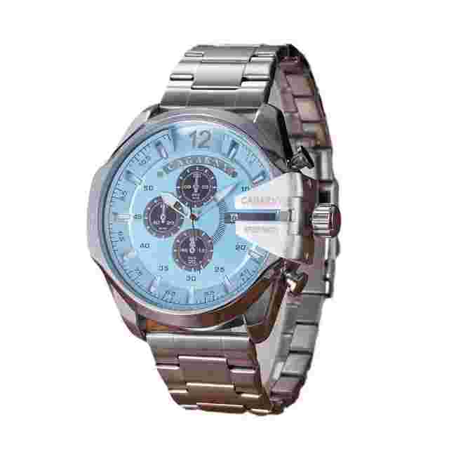 CAGARNY Men's Quartz Watch Casual Date Display Stainless Steel Band Wristwatch