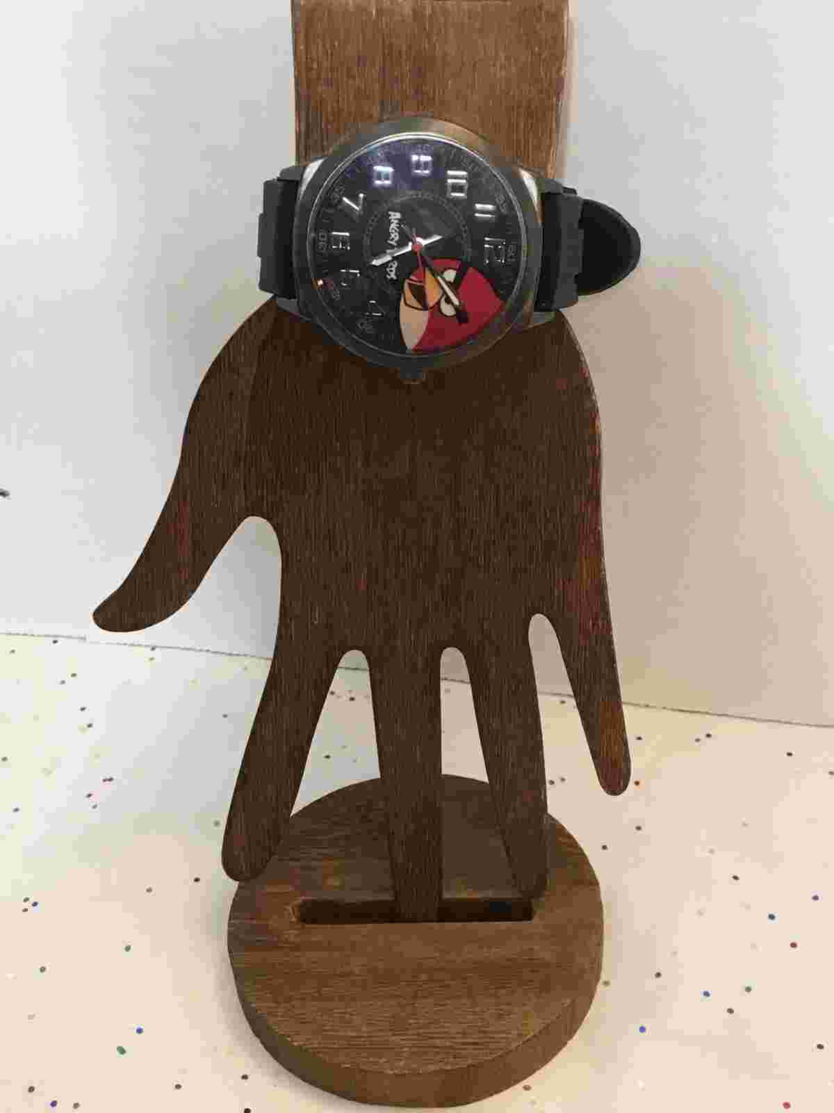 Angry Birds Red Watch Big Black Case & Black Rubber Strap Very Cute!