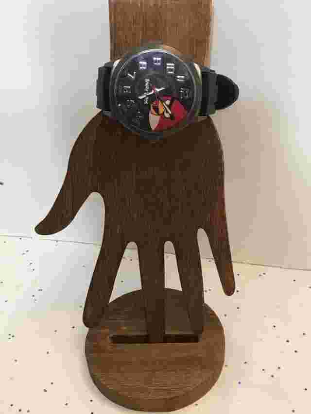 Angry Birds Red Watch Big Black Case & Black Rubber Strap Very Cute!