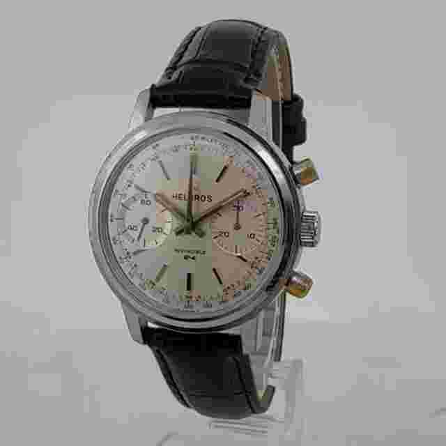 Vintage 37mm Helbros Invincible 17Jewel Men Chronograph Wristwatch Valjoux 7733