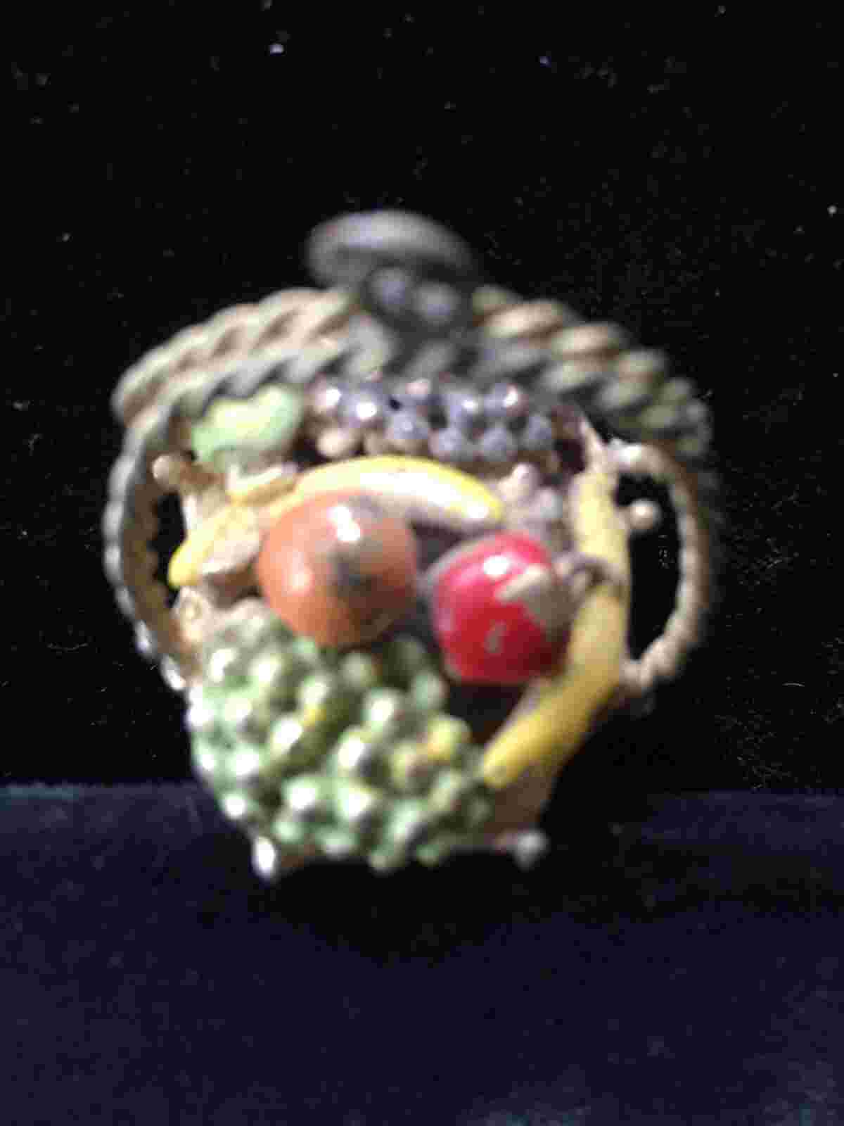 Vintage LADY NELSON Swiss Made gold tone fruiy basket  necklace watch