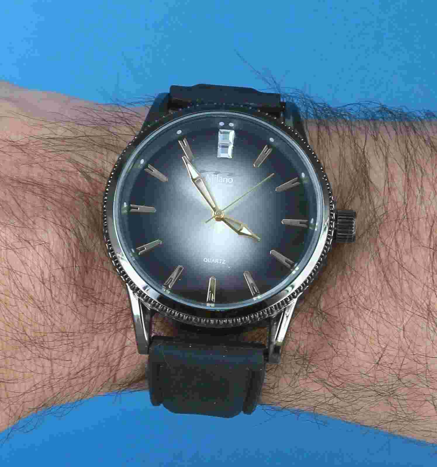 48mm Milano Expressions Men's Fashion Dress Silicone Band Wrist Watch