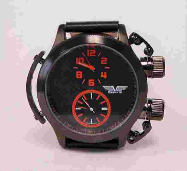 NEW Deporte 9830-ORG Men's Sutton Watch SS Case Dual Time Chronograph Orange