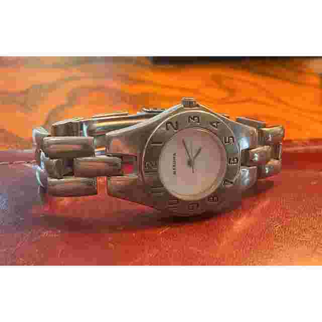 Women's Silver Tone Brushed Metal Merona Watch, Roman Numeral Dial