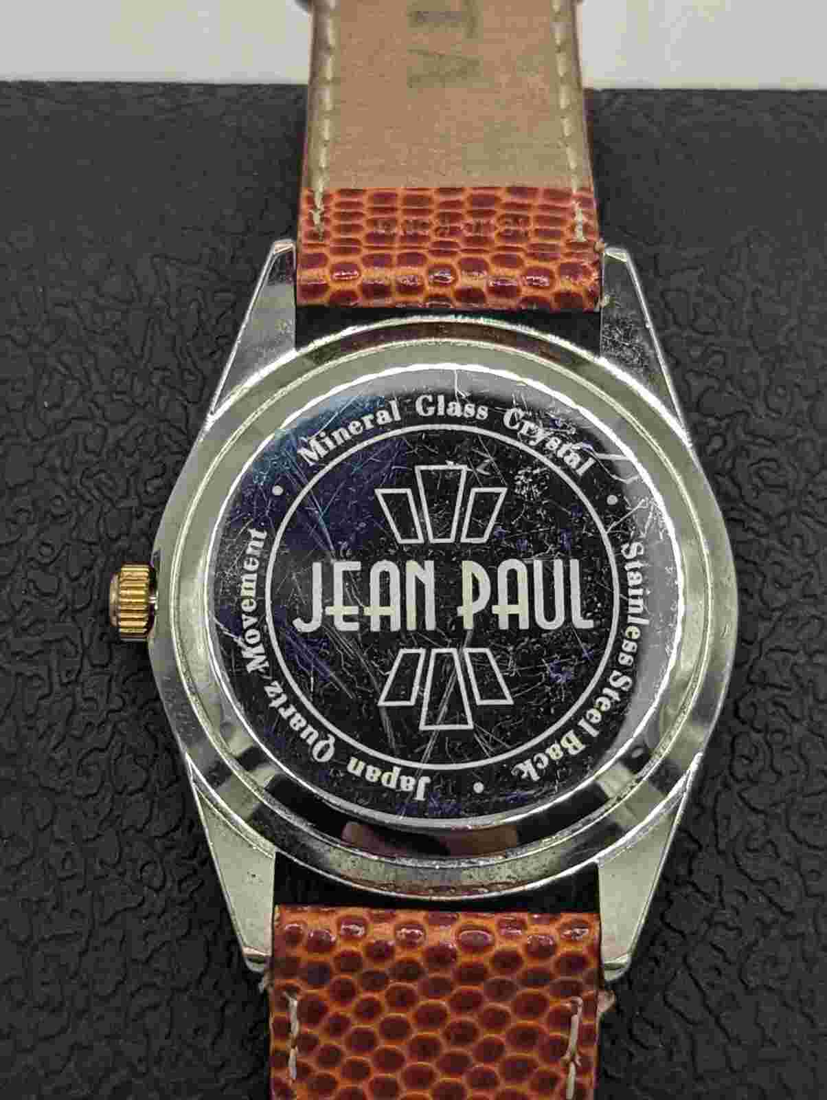 Jean Paul Quartz Wristwatch w/ Red Genuine Leather Dakota Band 34mm Case