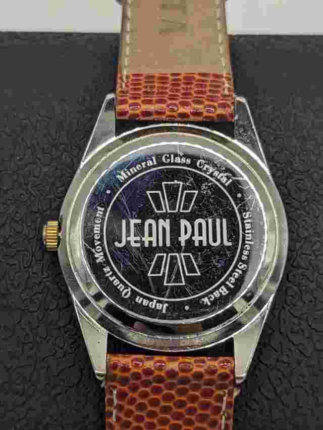 Jean Paul Quartz Wristwatch w/ Red Genuine Leather Dakota Band 34mm Case