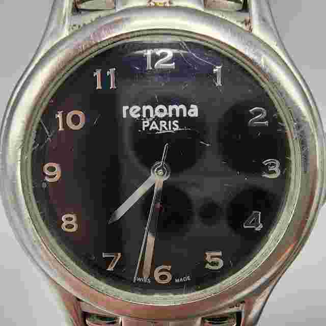 Vintage Renoma Watch Men Silver Tone Black Dial 35mm Round New Battery