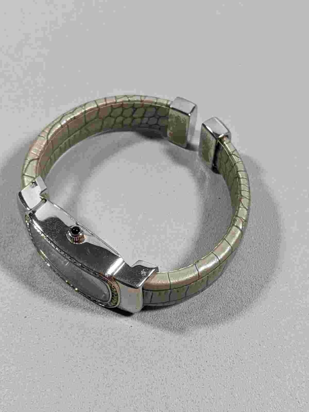 Chico's Rectangle Case Open Cuff Hinge Bracelet Band Watch 6 Inch