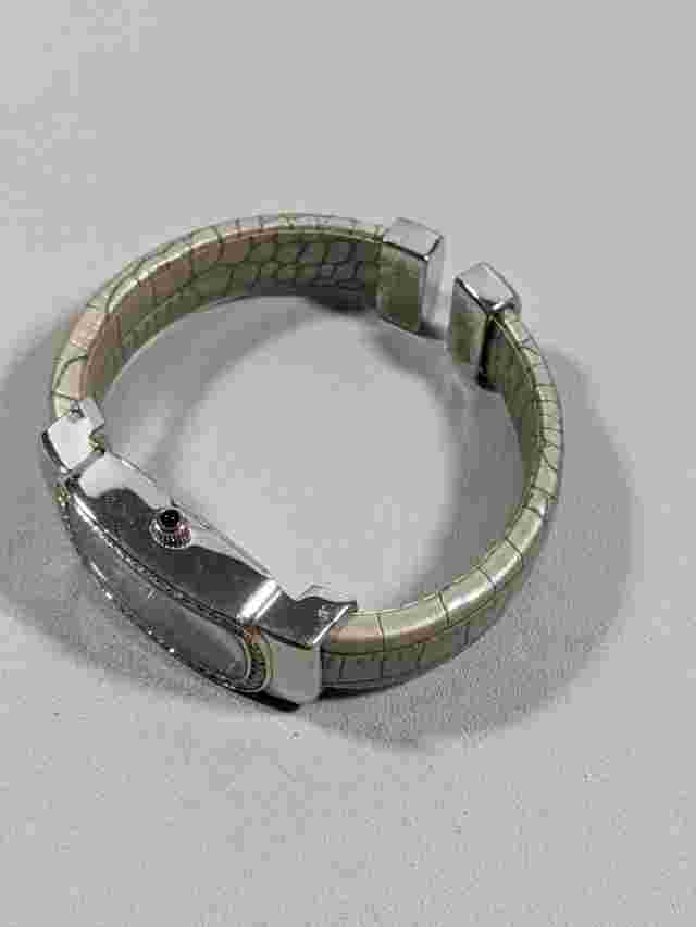 Chico's Rectangle Case Open Cuff Hinge Bracelet Band Watch 6 Inch