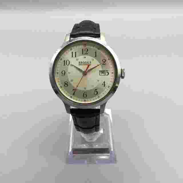 Brooks Brothers Watch Women 38mm Silver Tone Date Leather Band New Battery