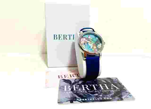 BERTHA VANESSA BTHBR8703 MULTICOLOR DIAL BLUE LEATHER STRAP LADIES WATCH 36 MM