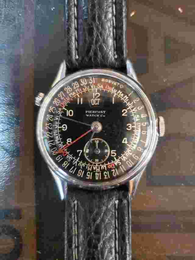 Vintage Pierpont Triple Date Calendar Mechanical watch Black on Black 1950s