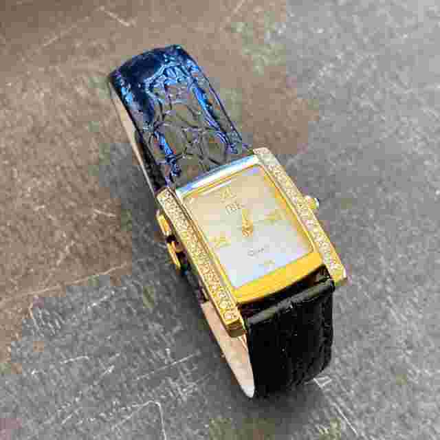 JBK Jacqueline Kennedy Tank Watch Women Gold Tone Pave