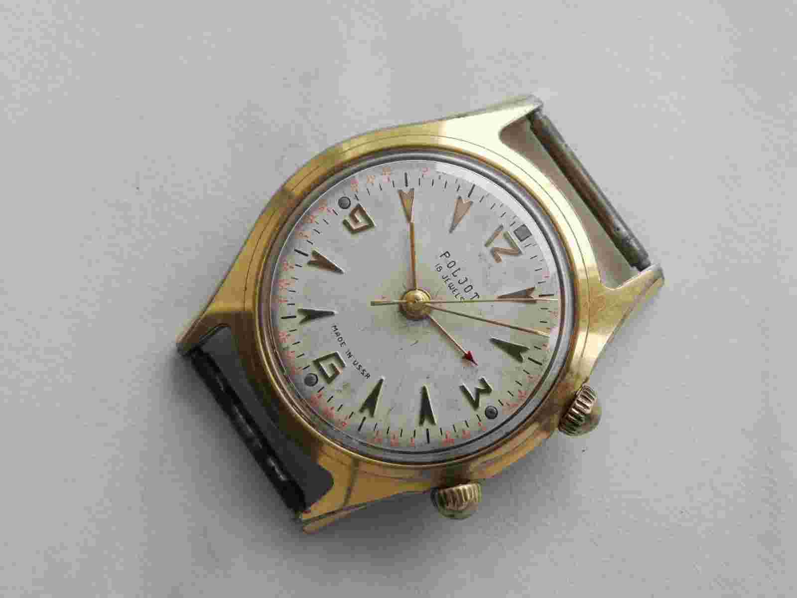 RARE Poljot SIGNAL ALARM&VIBRO WATCH 1MChZ KIROVSKIE GOLD-PLATED SOVIET 1950`s
