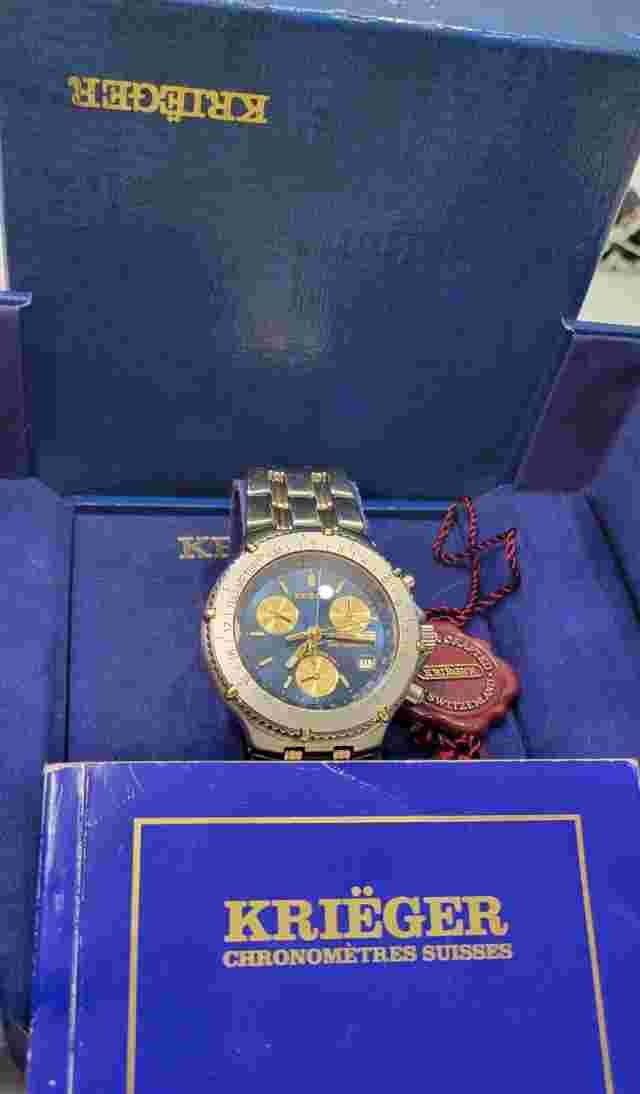 Krieger 18k Gold/ Stainless Steel Chronometer 40mm 27 Jewels Swiss Quartz Men's