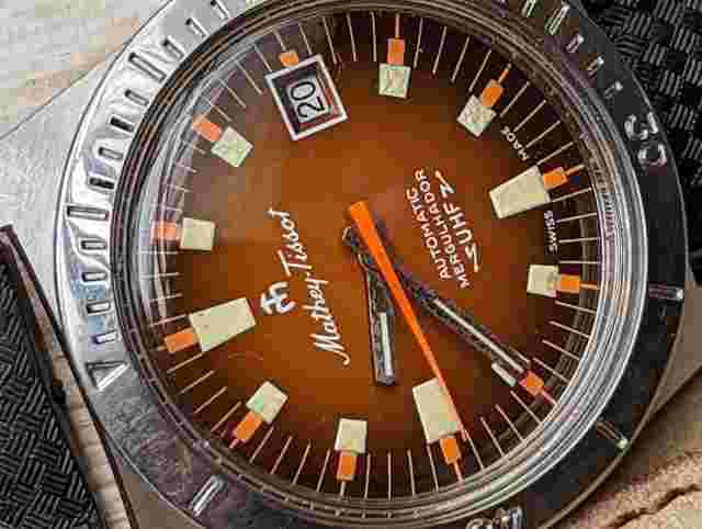 Vintage Mathey-Tissot Mergulhador UHF 20 ATM Diver w/ETA 2784 Mvmt,RUNS SLOW