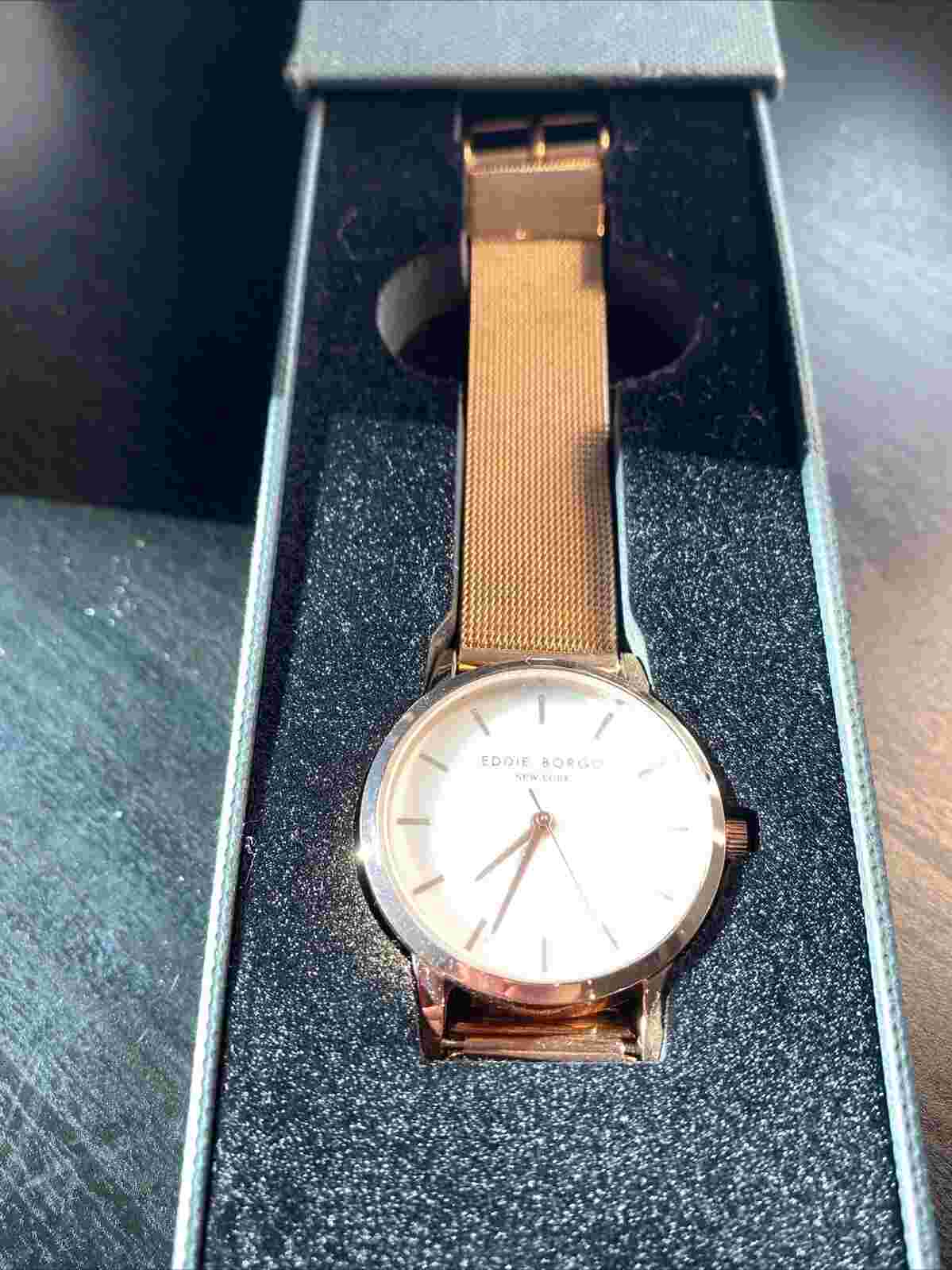 Eddie Borgo NY Rose Gold Tone White Dial Ladies Watch  With Box New Battery!