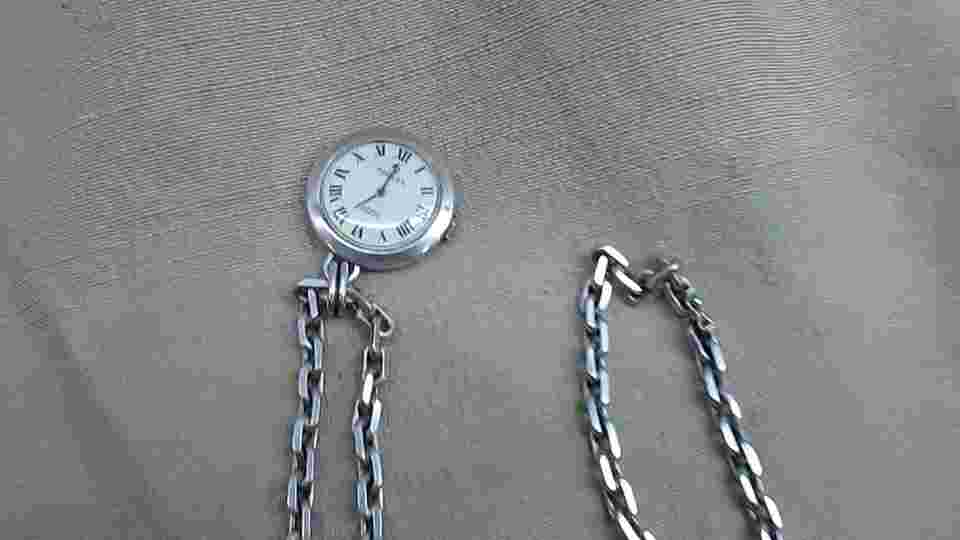 TRESSA PENDANT watch, silver with Roman numerals. Brand: TRESSA, 17 Jewels