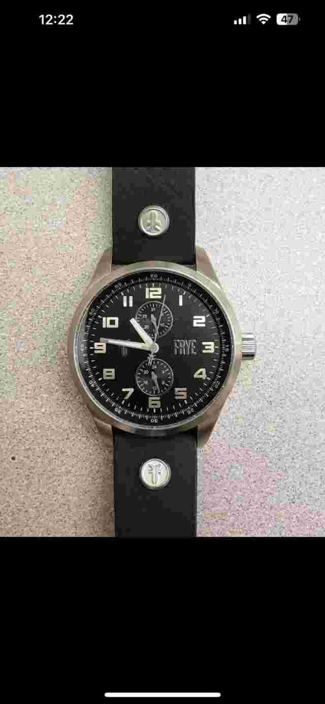 Frye Watch Bowery Black Leather Strap Silver Multi-dial 37fr00001 03