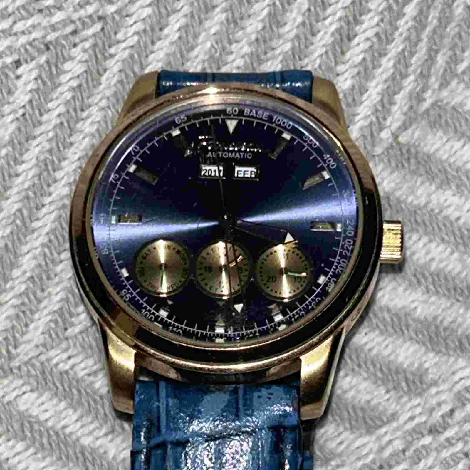Rousseau Automatic Skeleton RO 907-469 Men's Watch Leather Band D1